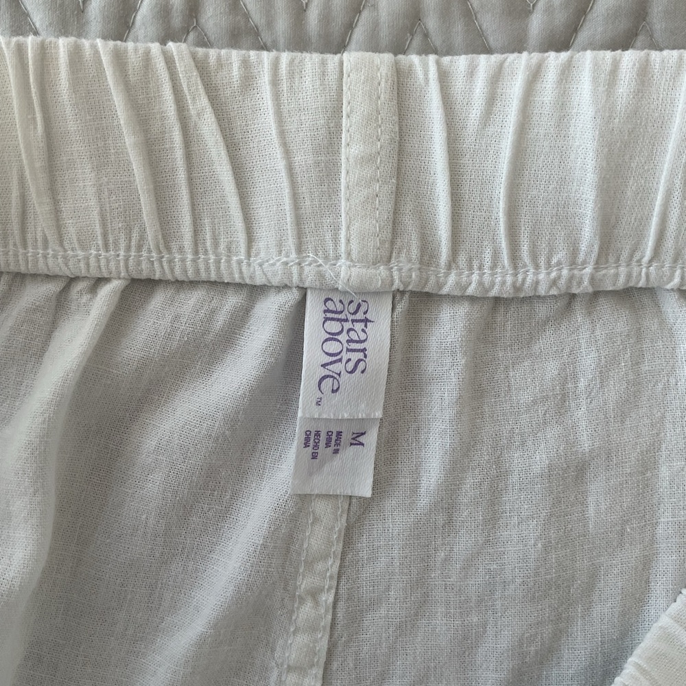 Stars Above White lightweight pants for summer. Perfect as bathing suit cover. - Picture 3 of 4